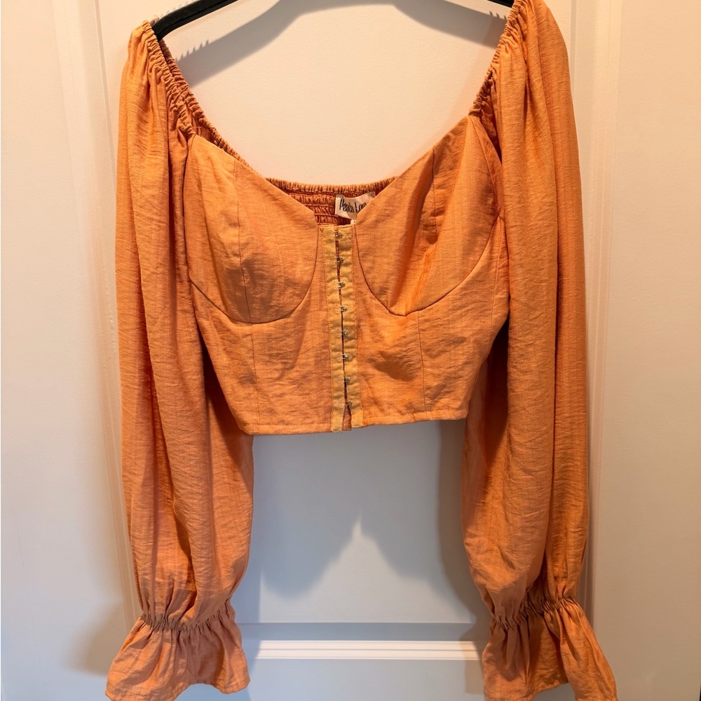 NWT Peach Love California Crop Top, Women’s Lg Orange Milkmaid Corset Bustier